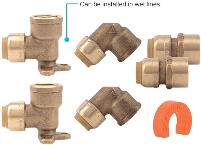 SharkBite Shower and Tub Connection Kit, Push to Connect Brass Plumbing Fittings - Image 3