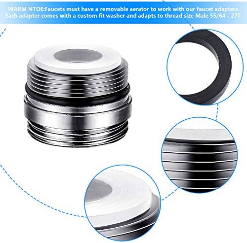 Hotop 7 Pcs Brass Faucet Adapter Kit Kitchen Male Female Faucet Adapter | Male - Image 3