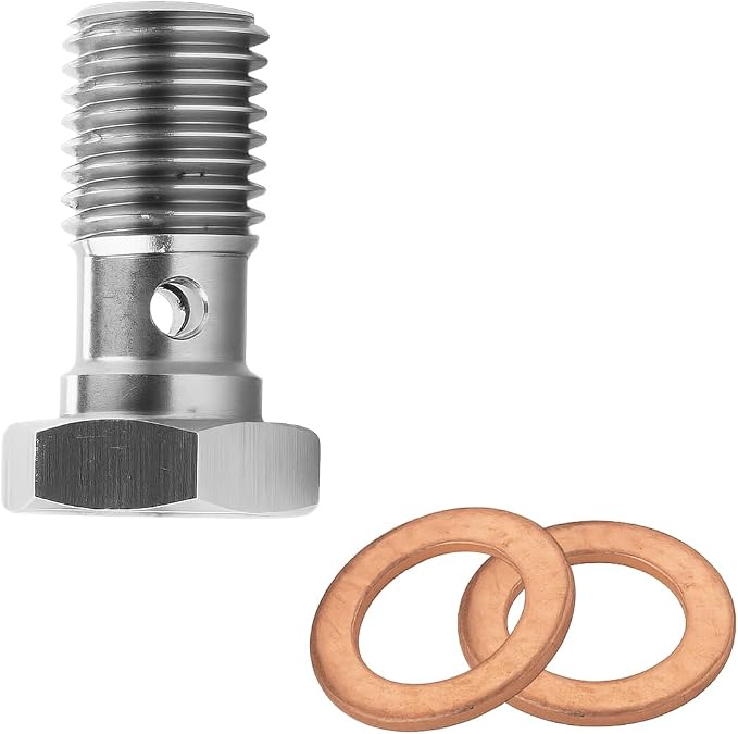 M10 x 1.0 Metric Thread Single Banjo Bolt Brake Fitting Adapter, 20mm Long - Image 5