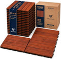 20 PCS Interlocking Deck Tiles, Striped Pattern 12"x12" Acacia Wood Outdoor by Unknown