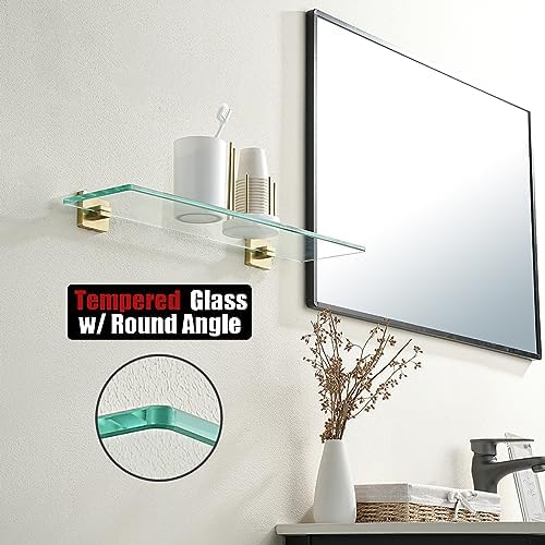 JQK Bathroom Glass Shelf, Floating Tempered Glass Shower Storage 20 by 5 inches - Image 6