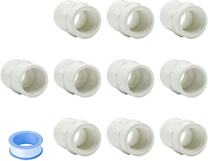 10PCS 1/2 Inch PVC Coupling Fittings White Female Thread PVC Pipe Fitting by HayEastdor