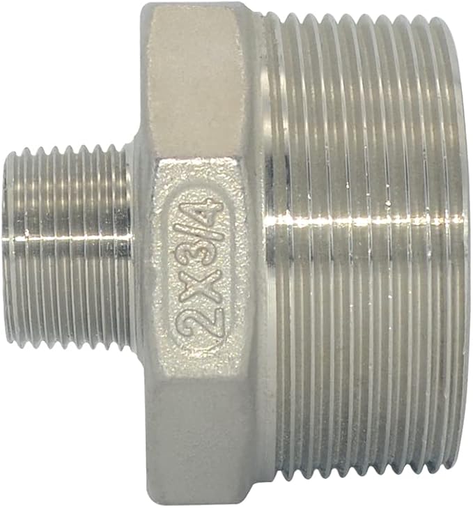 2" x 3/4" Male Threaded Reducing Nipple Fitting/Adapter, Stainless Steel SS304 - Image 2