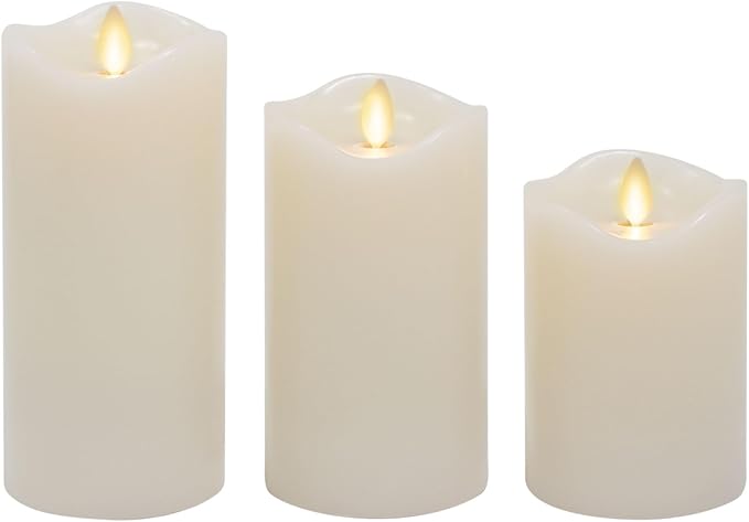 Co. Flameless Moving Flame Pillars, Unscented Wax Melted Edge, AA Batteries - Image 9