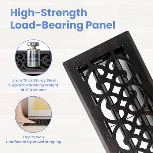 Howeall 4x10 Inches 2 Pack Heavy Duty Walkable Floor Register Easy Adjust Air - Image 2