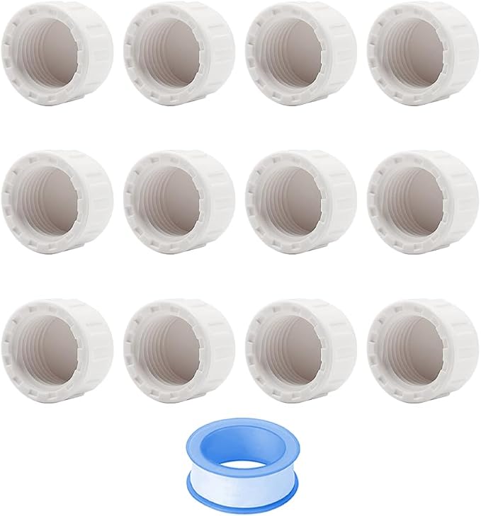 12PCS 1/2inch White PVC Female Thread Pipe End Cap Plug Adapter Sprinkler Caps by HayEastdor