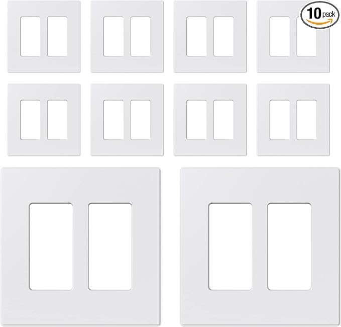 ELEGRP 2-Gang Screwless Decorative Wall Plates, Mid-Size Cover Plates, by ELEGRP%7CELEGROUP