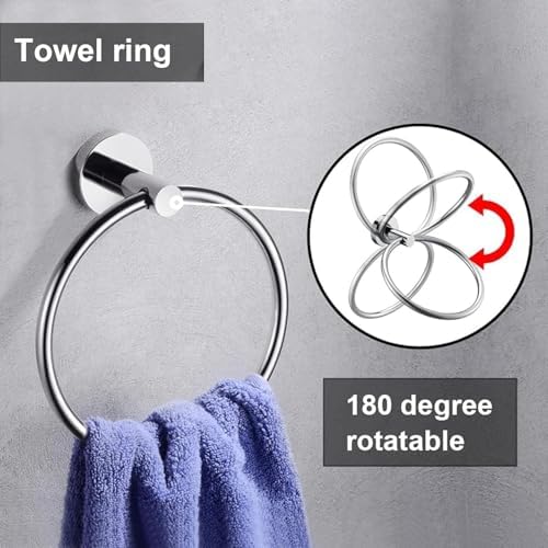 6 Pieces Polished Chrome Bathroom Hardware Accessories Set, SUS304 Stainless - Image 5