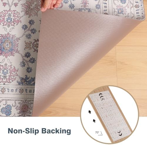 4x6 Durable Vinyl Rugs for Living Room, Vintage Floral Pattern for Dining Room - Image 4