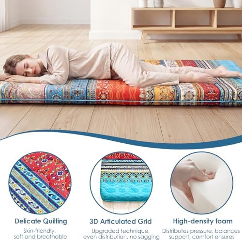 SCHNAUZER HOME Japanese Floor Mattress Futon Mattress Twin 3.5" Thick Boho - Image 4
