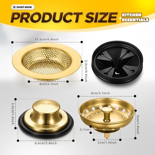 4 Pcs Brushed Gold Kitchen Sink Accessories Garbage Disposal Splash Guards - Image 2