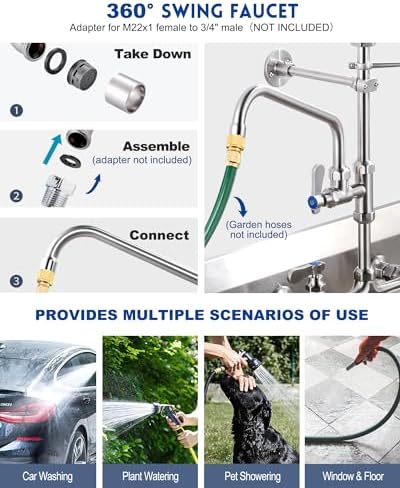 Brushed Nickel Commercial Kitchen Faucet - Image 4