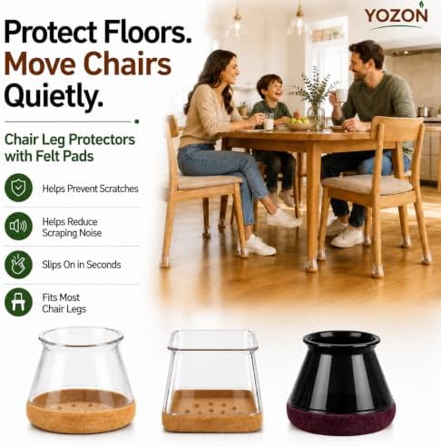 YOZON Chair Leg Floor Protectors Silicone Caps Felt Furniture Pads Covers - Image 5