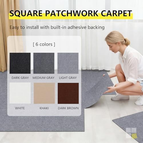 24 * 24in Peel and Stick Carpet Tiles, Self Adhesive Floor Squares - Image 3