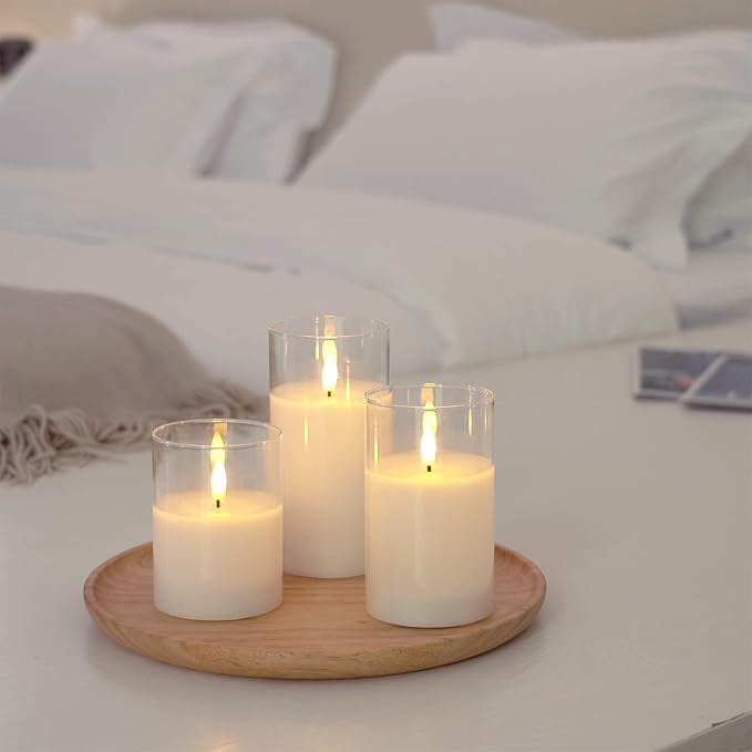 Amagic White Glass Flameless LED Candles Battery Operated - Image 7