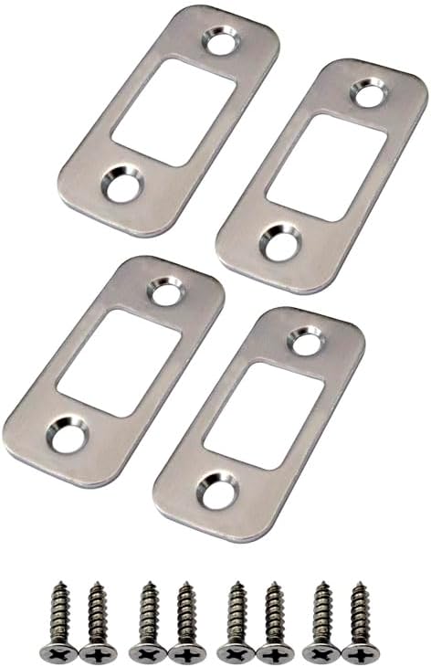 Solid Brass Deadbolt Strike Plate, Door Backplate, Round Corner, Brush Nickel by QCAAHardware