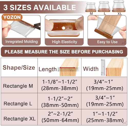 YOZON Chair Leg Floor ProtectorsSilicone Caps Felt Furniture Pads Covers - Image 3