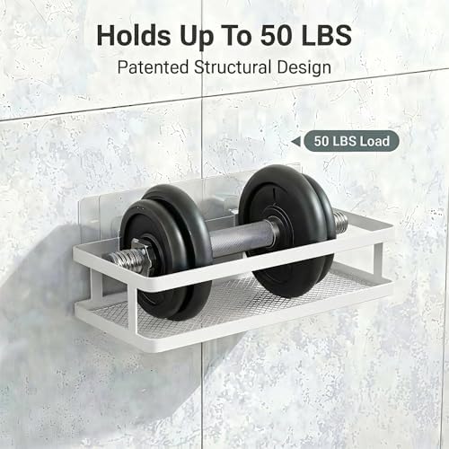 PUSDON 2-Pack Minimalist Shower Caddy Wall Mount, Open Frame Bathroom Shelf - Image 5