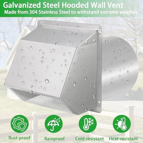 8 inch Wall Vent Cover, Exhaust Vent Hooded Wall Vent - Image 6