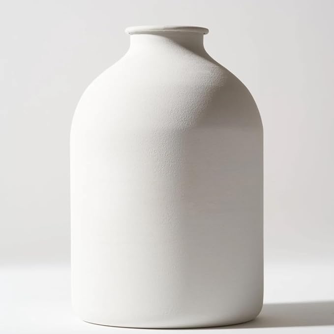 Large White Vase, Big Iron Vase by RyddeligHome-AestheticHomeDecor