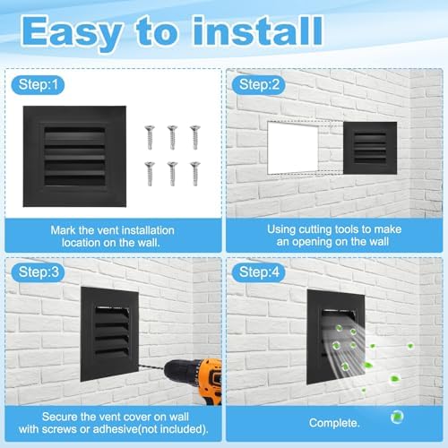 PATIKIL 14 x 14 Inch Gable Vent, 12 x 12 Inch Duct Opening Size - Image 5