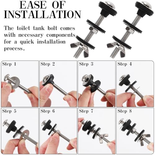 2PCS Universal Toilet Seat Screws Replacement Kit, Heavy Duty Toilet Tank Bolts - Image 4