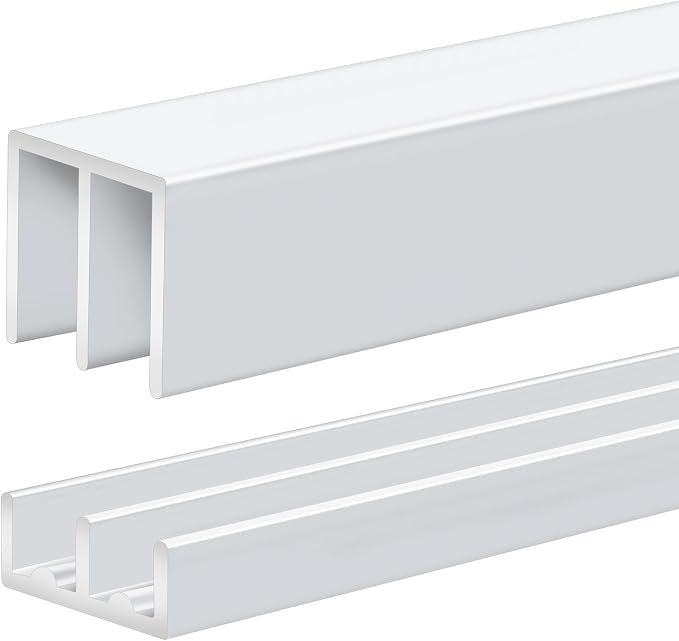 1 Set 4 ft White Aluminum Sliding Door Track Set by Landical