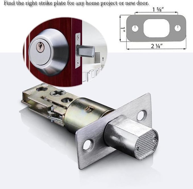 Deadbolt Strike Plate Satin Nickel, Door Backplate 1" x 2-1/4" Round Corner | - Image 5
