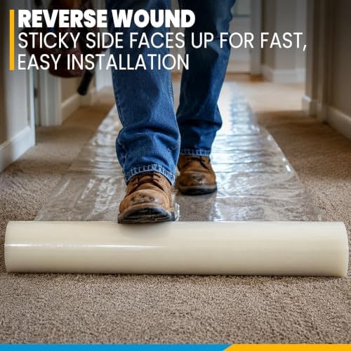 ZIP-UP 36" x 500' Carpet Protection Film, Self Adhesive, Easy Installation - Image 3