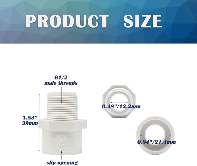 10PCS 1/2 Inch PVC Coupling Fittings White Male Thread PVC Pipe Fitting Adapter - Image 2