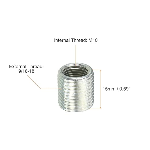 PATIKIL 9/16-18 to M10 Thread Adapters Sleeve Reducing Nut, 5 Pack 15mm Screw - Image 2