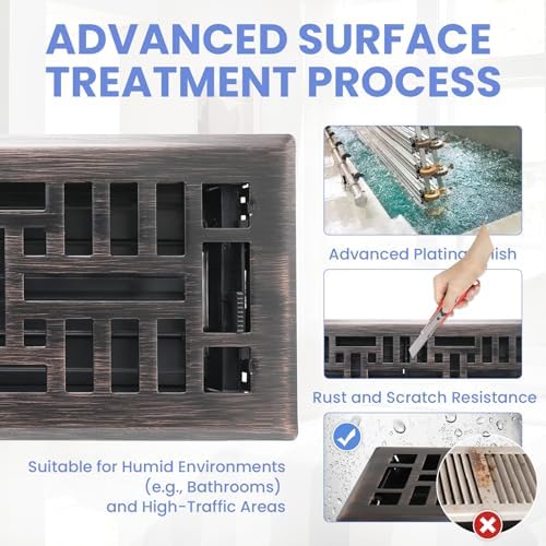 Howeall 4x14 Inches Heavy Duty Walkable Floor Register Easy Adjust Air Supply - Image 3
