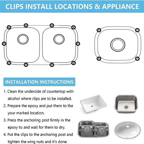 Enhon Sink Clips Kit 12 Pack, Undermount Sink Clips, Sink Mounting Kit Bracket - Image 5