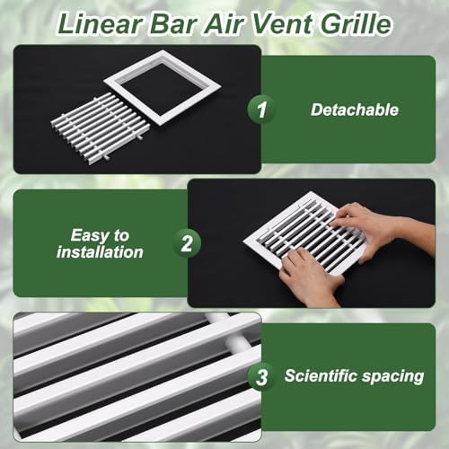 PATIKIL 8x4 Inch Linear Bar Air Vent Grille, Removable Aluminum Register Vent - Image 3