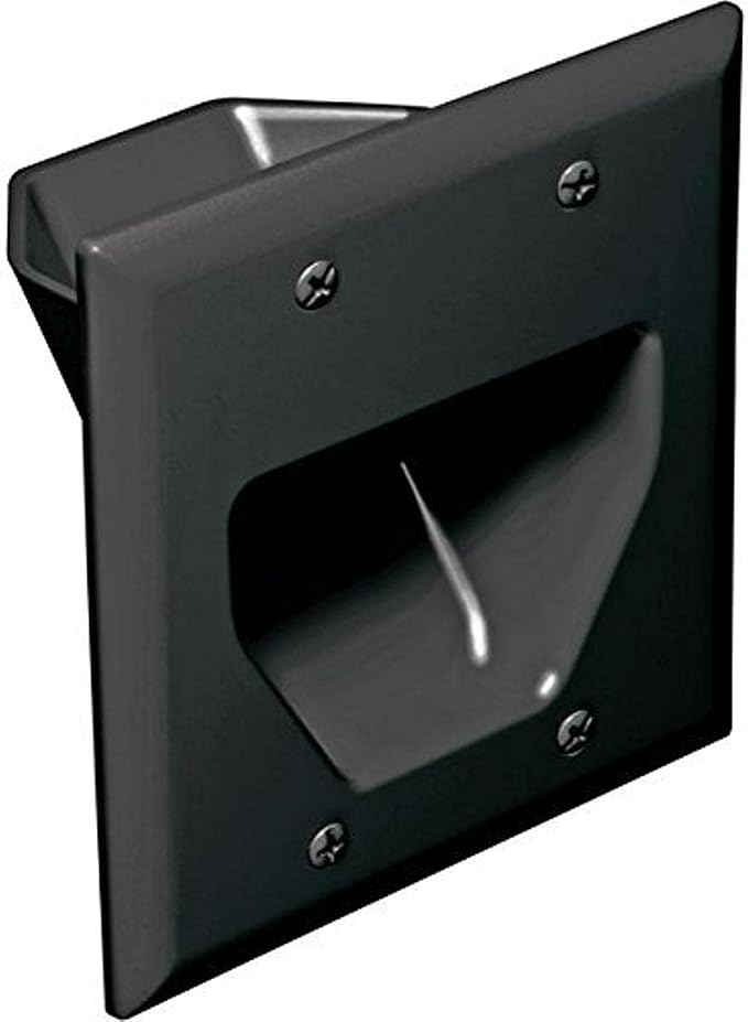 DATA COMM Electronics 45-0002-BK 2-Gang Recessed Low Voltage Cable Wall Plate by DATACOMM