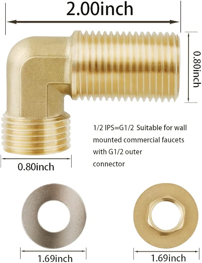 Wall Mount Commercial Faucet Installation kit, Brass 2 Pack Backsplash Mount Set - Image 2