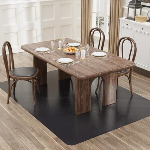 5'×7' Black Floor Mat for Under Dining Room Table, Plastic Area Rug by BelleCosy