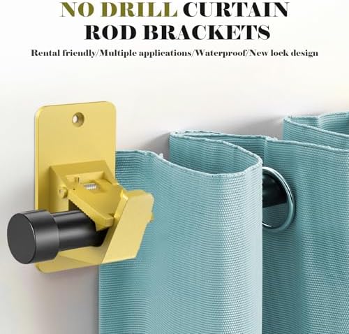 No Drill Curtain Rod Brackets, Universal Curtain Rod Holder, 8 Pack Self - Image 3