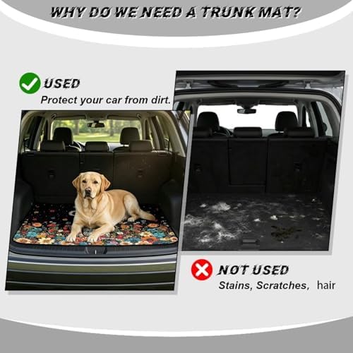 Colorful Flower Skull SUV Car Trunk Mat 29"x39" - Image 4