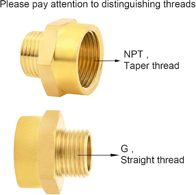 Joywayus 3/4" NPT Thread Female × 1/2" G Thread Male Brass Pipe Fitting Adapter - Image 3