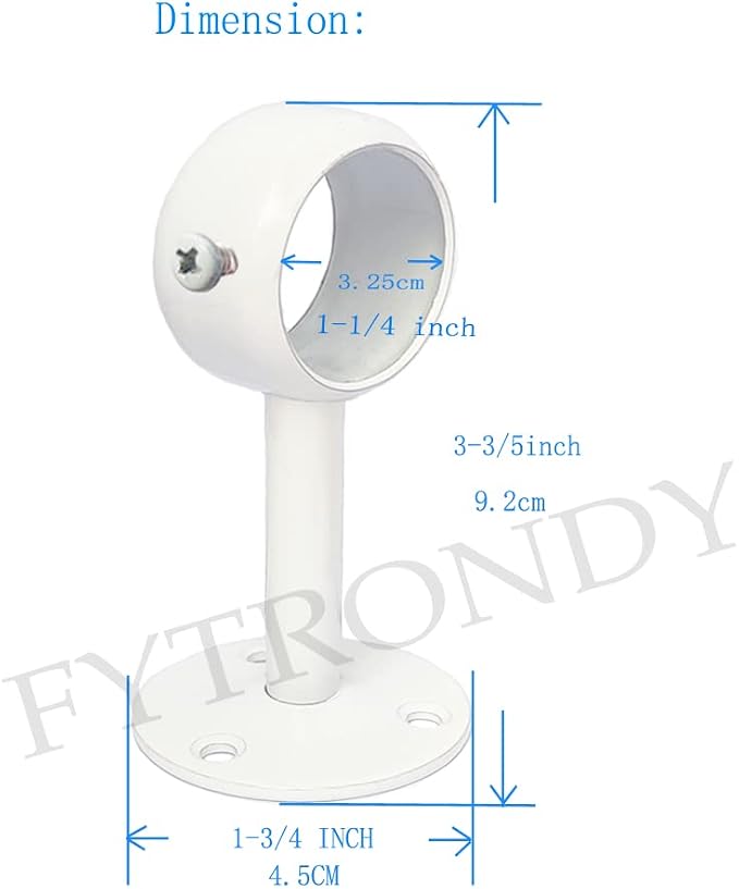 White Edition Stainless Steel Wardrobe Pipe, Closet Lever Support Rod Holder - Image 2