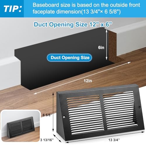 Landhoow 2 Pack Triangular Baseboard, Fits 12"w x 6"h Duct Opening - Image 2
