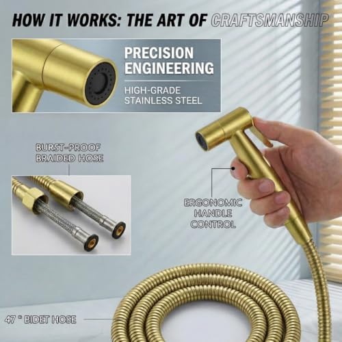 BARROCK Handheld Bidet Sprayer for Toilet, Stainless Steel Metal Made Baby - Image 4