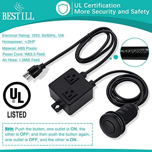 BESTILL Garbage Disposal Air Switch Kit-Professional, Dual Outlet Matte Black - Image 4