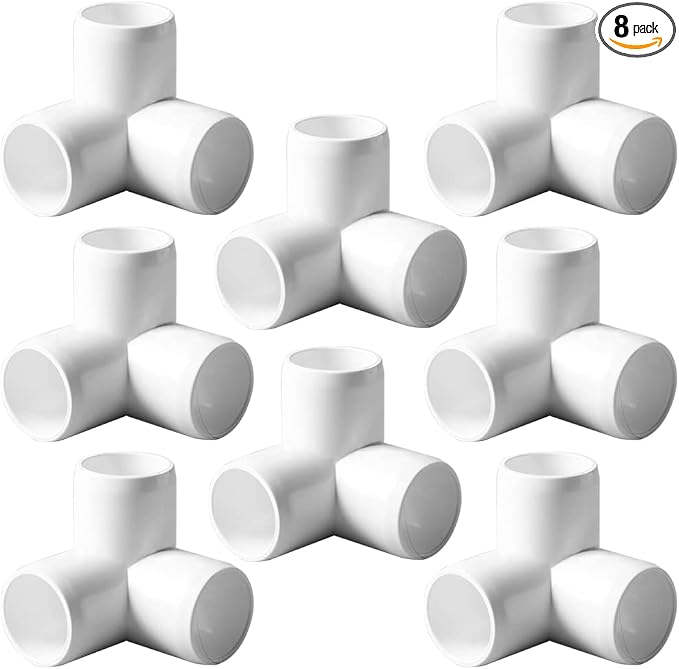 1“ Tee PVC Fitting 3 Way Elbow Connector, Furniture Grade 90 Degree Elbow Side by ANPTGHT
