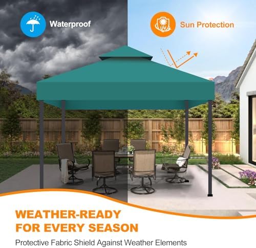10x10 Canopy Replacement Top Cover Canopy Top Replacement Double Layer Vented - Image 3