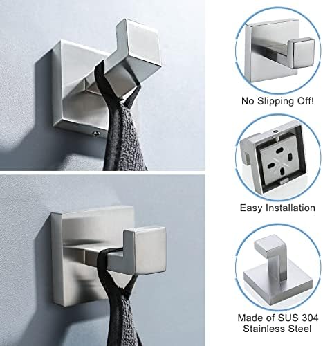 TQKAG Bathroom Towel Hook, 2 Pack Coat Robe Holder, Brushed Nickel - Image 4