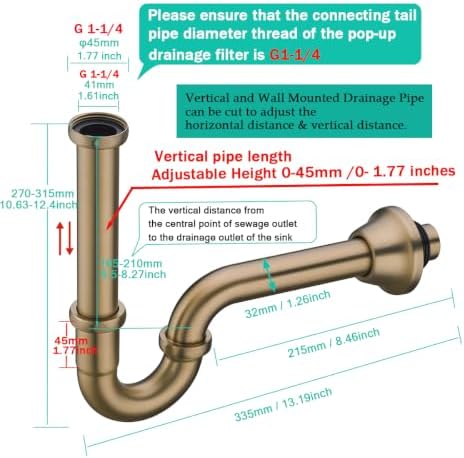 Brass P Trap 1 1/4 Sink Drain Pipe - Image 2