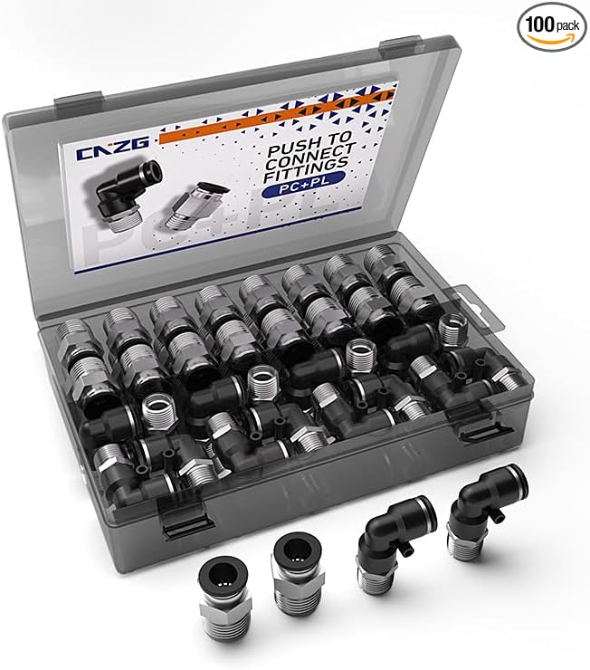 1/8 Push to Connect Fittings npt Thread to 1/4 Air Line quick | Pneumatic by Unknown