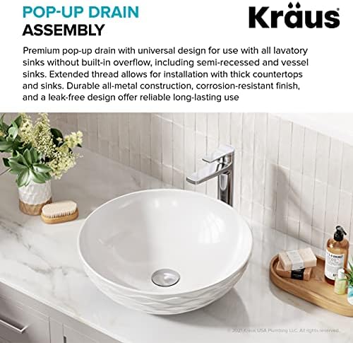 KRAUS Bathroom Sink Pop-Up Drain Assembly in Chrome - Image 3